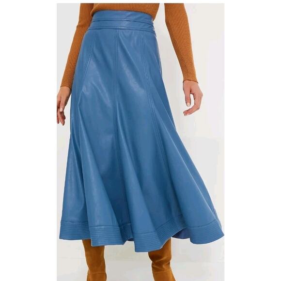 Tuckernuck Dresses & Skirts - Tuckernuck Flared Slate Blue Skirt Faux Leather 37" Long COTTAGECORE PEASANT 12